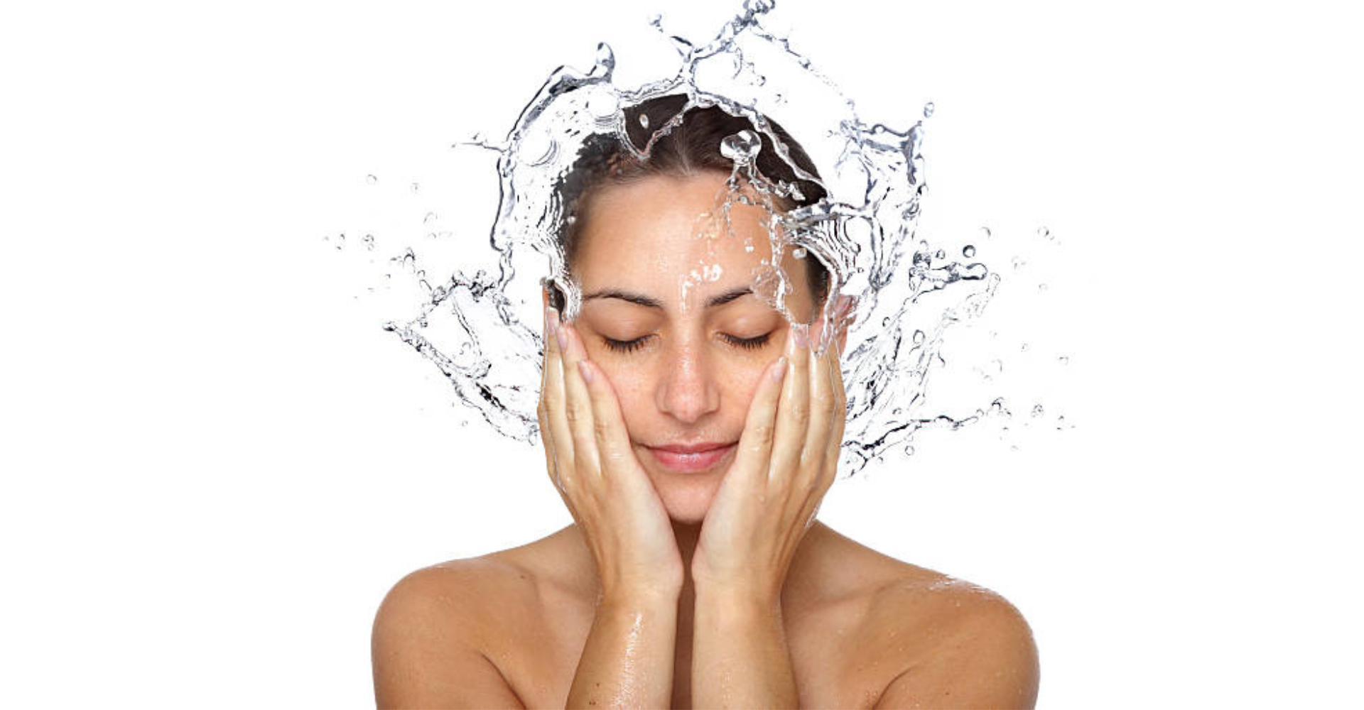 Lady Hydrating her Skin with water
